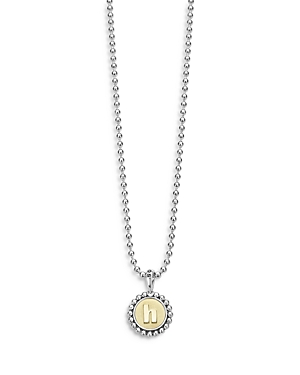 Lagos Sterling Silver And 18k Yellow Gold Signature Caviar Initial Pendant Necklace, 16 In H