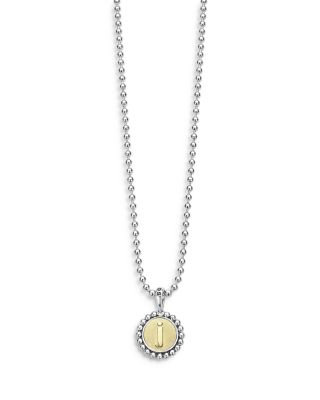 Lagos Sterling Silver and 18K Yellow Gold Signature Caviar Initial Pendant Necklace, 16