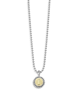 Lagos Sterling Silver And 18k Yellow Gold Signature Caviar Initial Pendant Necklace, 16 In J