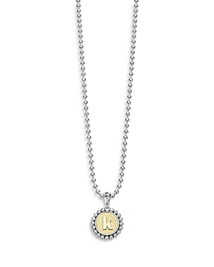 Shop Lagos Sterling Silver And 18k Yellow Gold Signature Caviar Initial Pendant Necklace, 16