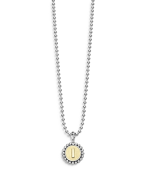 LAGOS STERLING SILVER AND 18K YELLOW GOLD SIGNATURE CAVIAR INITIAL PENDANT NECKLACE, 16,07-81172-0LML