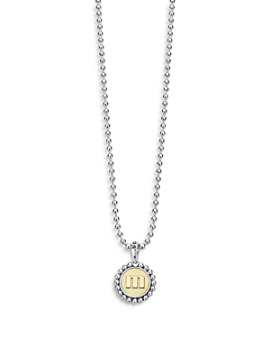 Shop Lagos Sterling Silver And 18k Yellow Gold Signature Caviar Initial Pendant Necklace, 16 In M