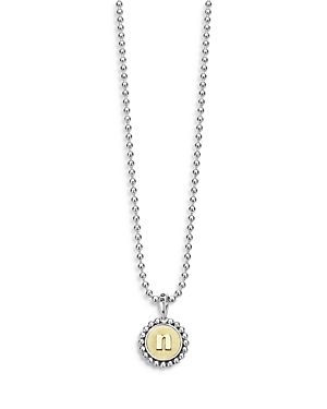 LAGOS STERLING SILVER AND 18K YELLOW GOLD SIGNATURE CAVIAR INITIAL PENDANT NECKLACE, 16,07-81172-0NML