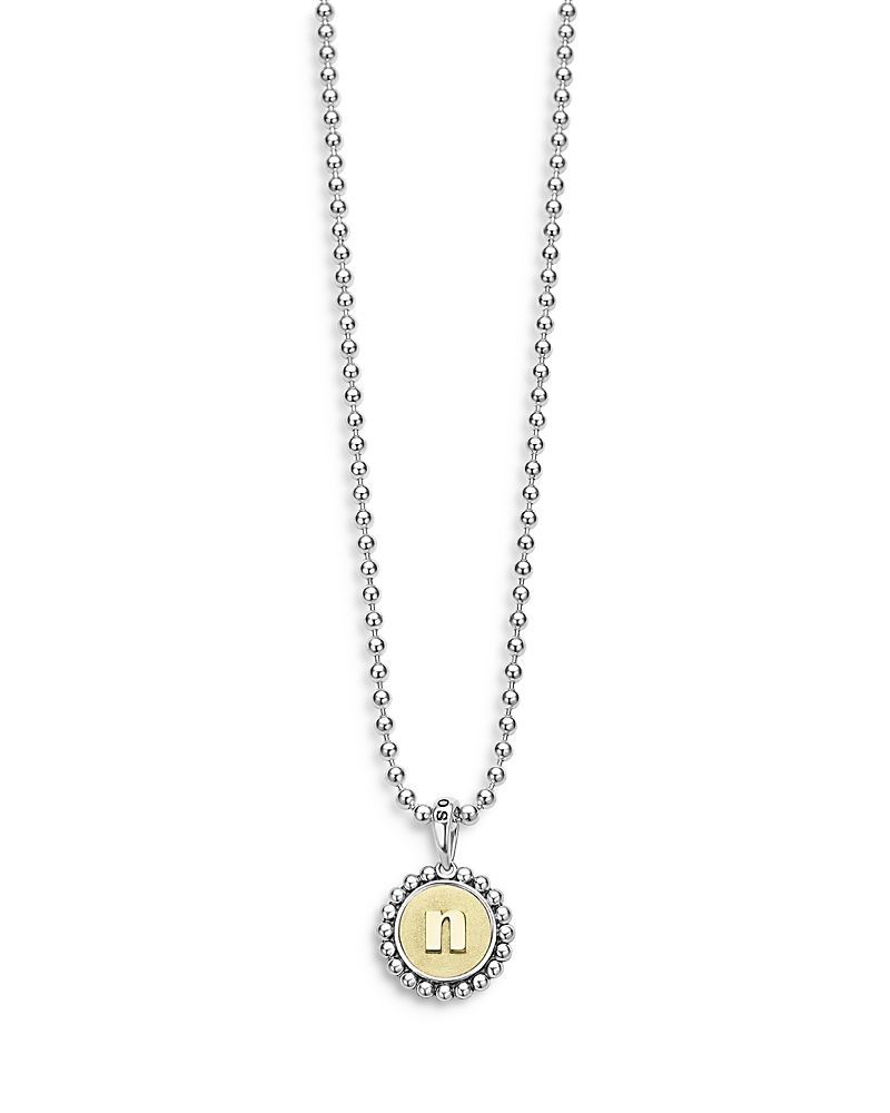 Lagos Sterling Silver and 18K Yellow Gold Signature Caviar Initial Pendant Necklace, 16 · OS