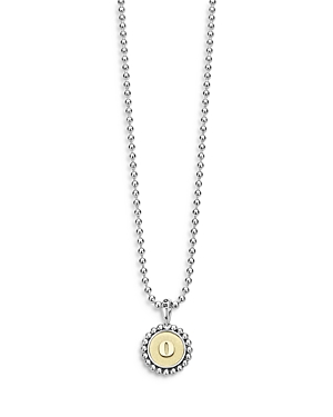 LAGOS STERLING SILVER AND 18K YELLOW GOLD SIGNATURE CAVIAR INITIAL PENDANT NECKLACE, 16,07-81172-0OML