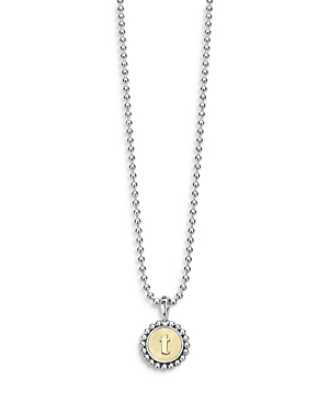 Shop Lagos Sterling Silver And 18k Yellow Gold Signature Caviar Initial Pendant Necklace, 16 In T