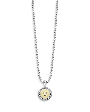 Shop Lagos Sterling Silver And 18k Yellow Gold Signature Caviar Initial Pendant Necklace, 16 In V