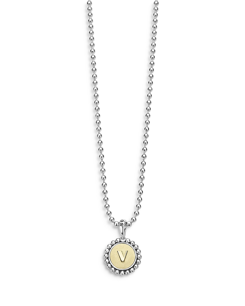 Lagos Sterling Silver and 18K Yellow Gold Signature Caviar Initial Pendant Necklace, 16 · OS