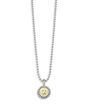Shop Lagos Sterling Silver And 18k Yellow Gold Signature Caviar Initial Pendant Necklace, 16 In Z