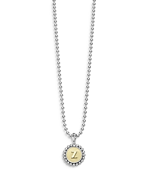 Lagos Signature Caviar Initial Pendant Necklace In Z