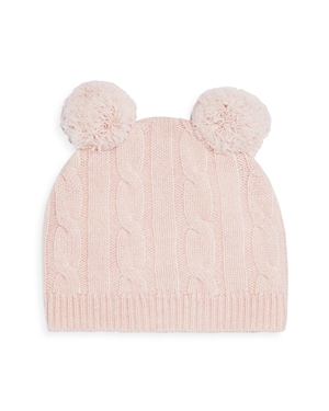 Bloomie's Kids'  Unisex Cable Knit Cashmere Pom Pom Hat - Baby In Pink