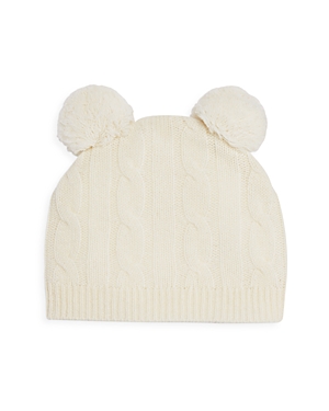 Bloomie's Kids'  Unisex Cable Knit Cashmere Pom Pom Hat - Baby In Ivory