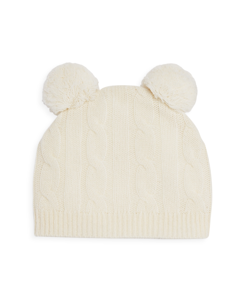 Bloomie's Unisex Cable Knit Cashmere Pom Pom Hat - Baby In Ivory
