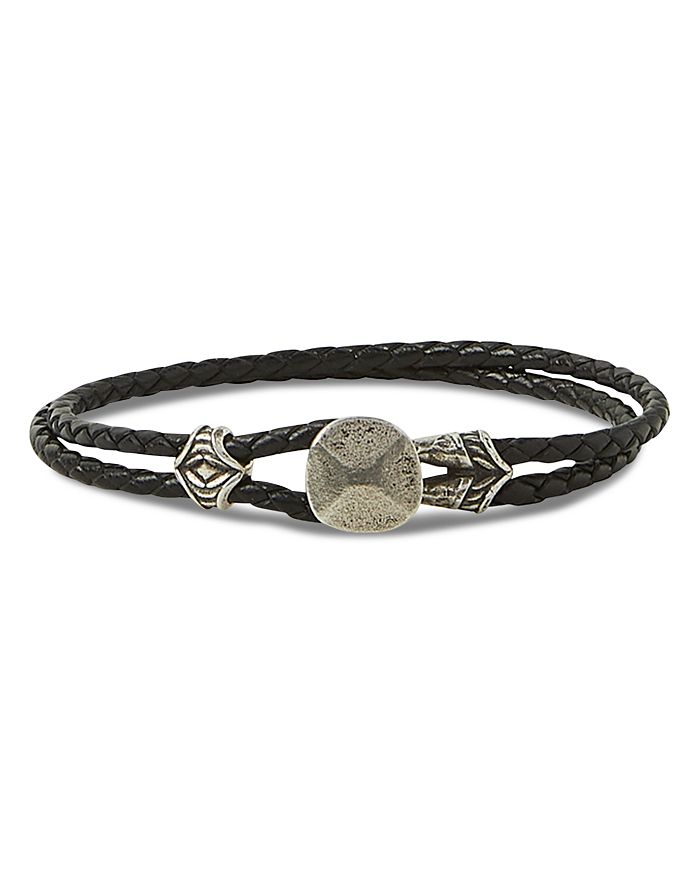 John Varvatos Collection Men's Sterling Silver & Leather Rivet Braided