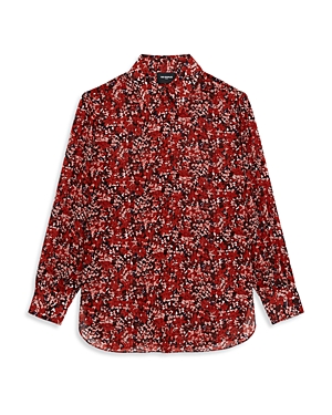 The Kooples Burning Flowers Shirt In Red