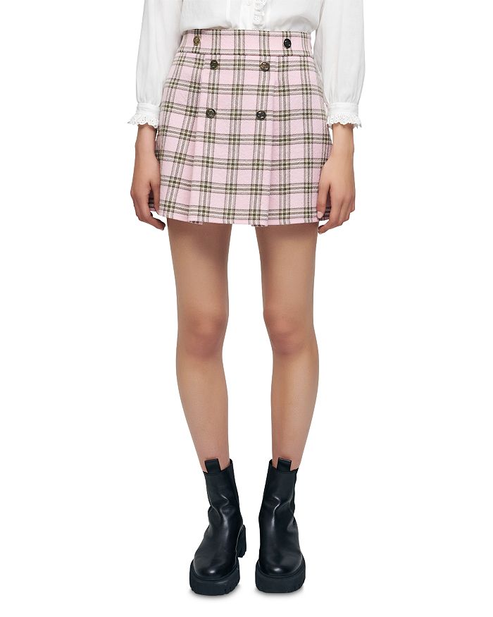 Maje Jalisa Plaid Pleated Mini Skirt | Bloomingdale's