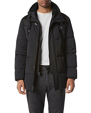 ANDREW MARC HAMPSHIRE YETI TECH QUILTED MIX MEDIA JACKET WITH HOODED BIB