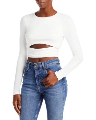 off white long sleeve crop top