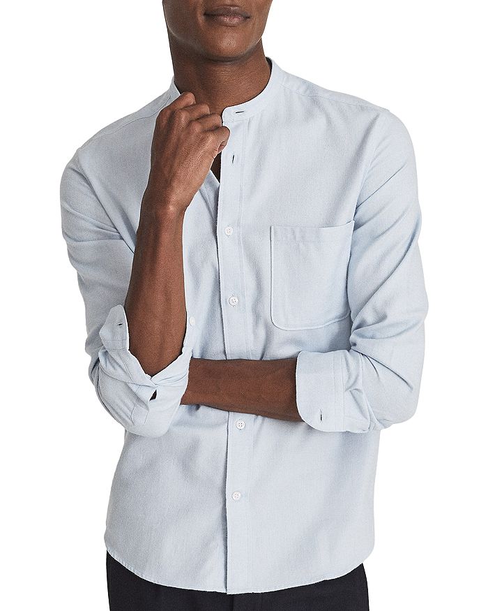 REISS Band Collar Button Front Shirt | Bloomingdale's
