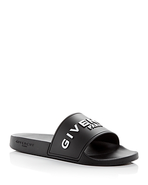 Givenchy Black Logo Embossed Slides In Black