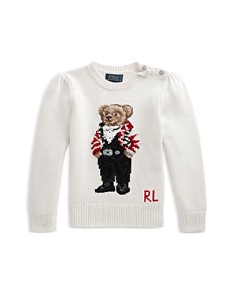 폴로 랄프로렌 Polo Ralph Lauren Girls Polo Bear Sweater - Little Kid, Big Kid,Cream
