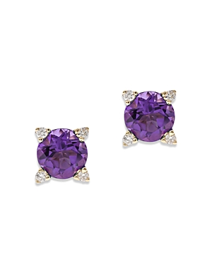 Bloomingdale's Amythyst & Diamond Stud Earrings In 14k Yellow Gold - 100% Exclusive In Purple/gold