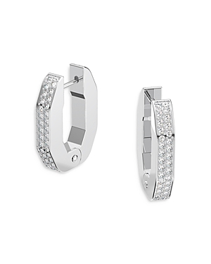 Swarovski Dextera Crystal Rhodium-plated Small Octagonal Hoop Earrings In White