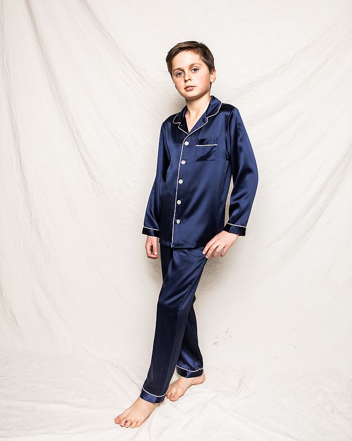 Shop Petite Plume Unisex Navy Silk Pajama Set - Baby, Little Kid, Big Kid