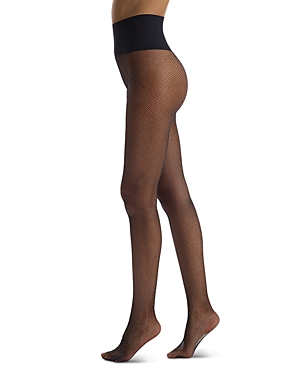 Commando Sexy Sheer Lace-waist Tights In Black