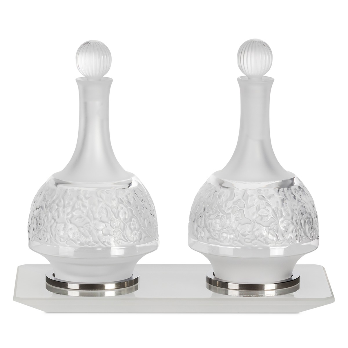 Lalique Versailles Oil & Vinegar Set with Tray in Clear