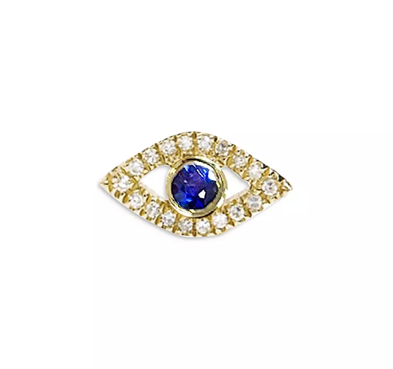 Meira T 14K Yellow Gold Blue Sapphire & Diamond Evil Eye Single Stud Earring