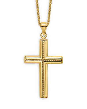 Bloomingdale's Men's Beaded Cross Pendant Necklace In 14k Yellow Gold, 20 - 100% Exclusive