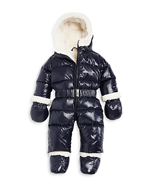 Sam. Unisex Blizzard Faux Shearling Puffer Snowsuit - Baby In Dark Marine