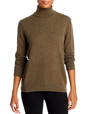 Lafayette 148 Metallic Trim Cashmere Turtleneck Sweater In Woodland Green