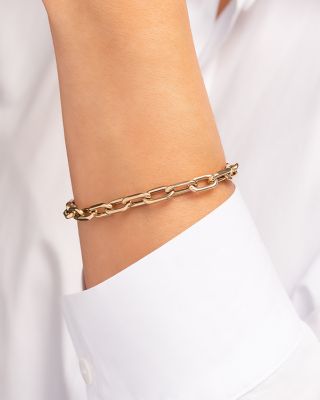 14K Yellow Gold Large Open Link Chain Bracelet