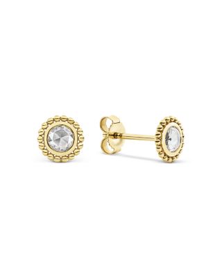 18K Yellow Gold Covet Rose Cut Diamond Stud Earrings