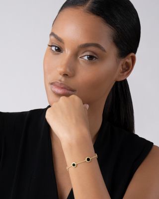 18K Yellow Gold Covet Onyx Station Chain Bracelet