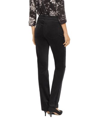 Marilyn Velveteen High Rise Straight Leg Pants in Black