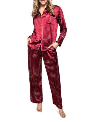 Petite Plume Silk Bordeaux Polka Dots Pajama Set | Bloomingdale's