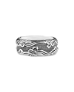 Men's Sterling Silver Wave Band (10mm)