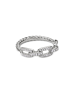 David Yurman 18k White Gold Stax Diamond Link Statement Ring In White