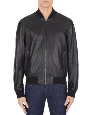 Emporio Armani Slim Fit Leather Bomber Jacket Bloomingdale s