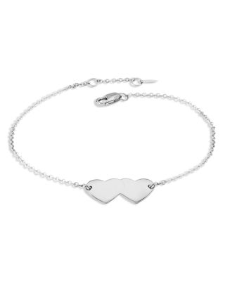 Bloomingdale's Fine Collection - Double Heart Link Bracelet in Sterling Silver - Exclusive