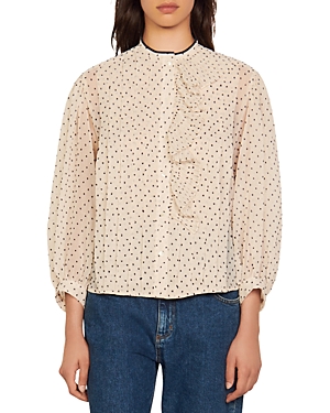Sandro Noelle Ruffle Dotted Top