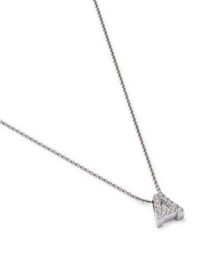 18K White Gold "Love Letter" Initial Pendant Necklace with Diamonds, 16"