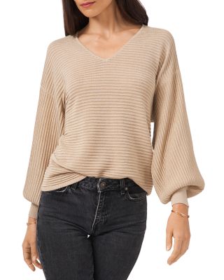 1.STATE Ribbed Bubble Sleeve Sweater 