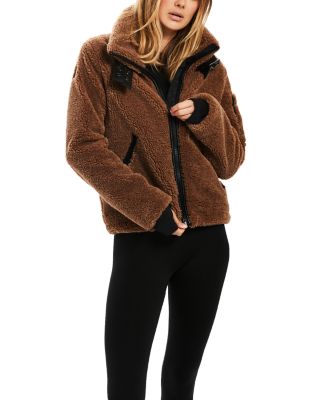 Sam Denver Faux Shearling Coat In Cappuccino