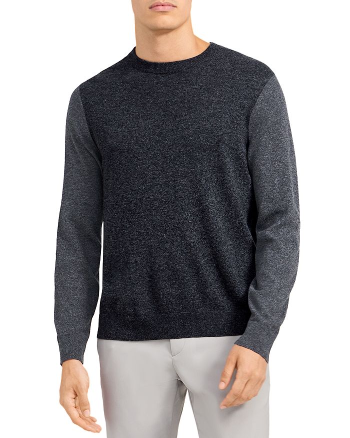 Theory Milan Two Tone Crewneck Cashmere Sweater | Bloomingdale's