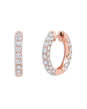 Graziela Gems 18K Rose Gold Diamond Three Sided Hoop Earrings