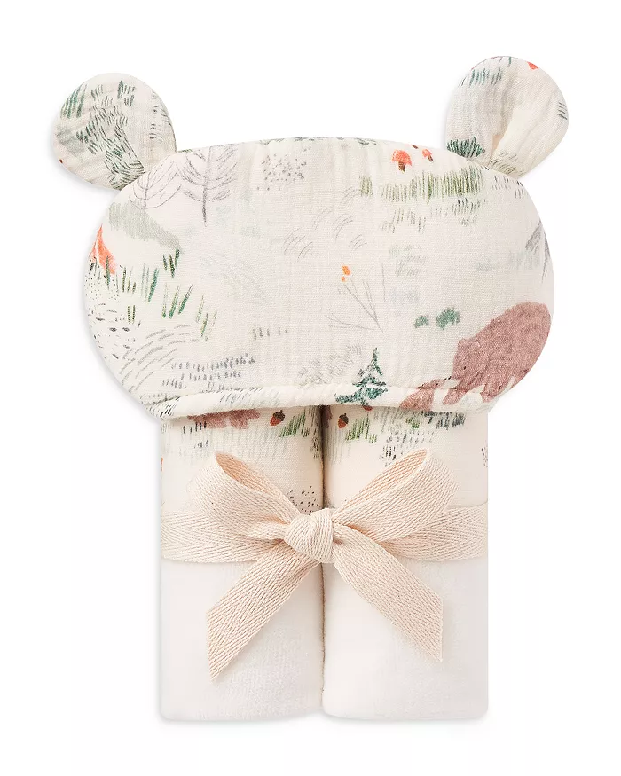 Unisex Organic Print Bear Hooded Wrap Towel